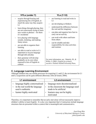 Best practice to teaching english for young learners by jshin | PDF