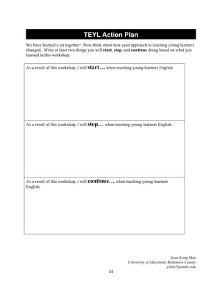 Best practice to teaching english for young learners by jshin | PDF