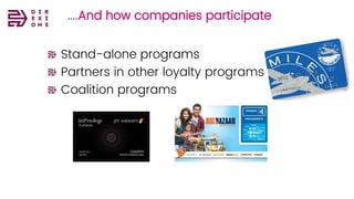 ….And how companies participate
Stand-alone programs
Partners in other loyalty programs
Coalition programs
 