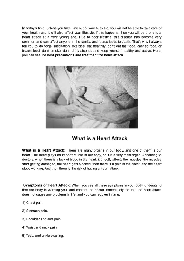 Best Precautions And Treatments For Heart Attack Pdf
