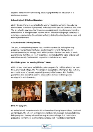 Best Pre School New Jersey - Ability School | PDF