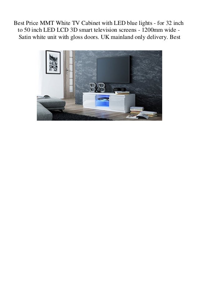 Best Price Mmt White Tv Cabinet With Led Blue Lights For 32 Inch To