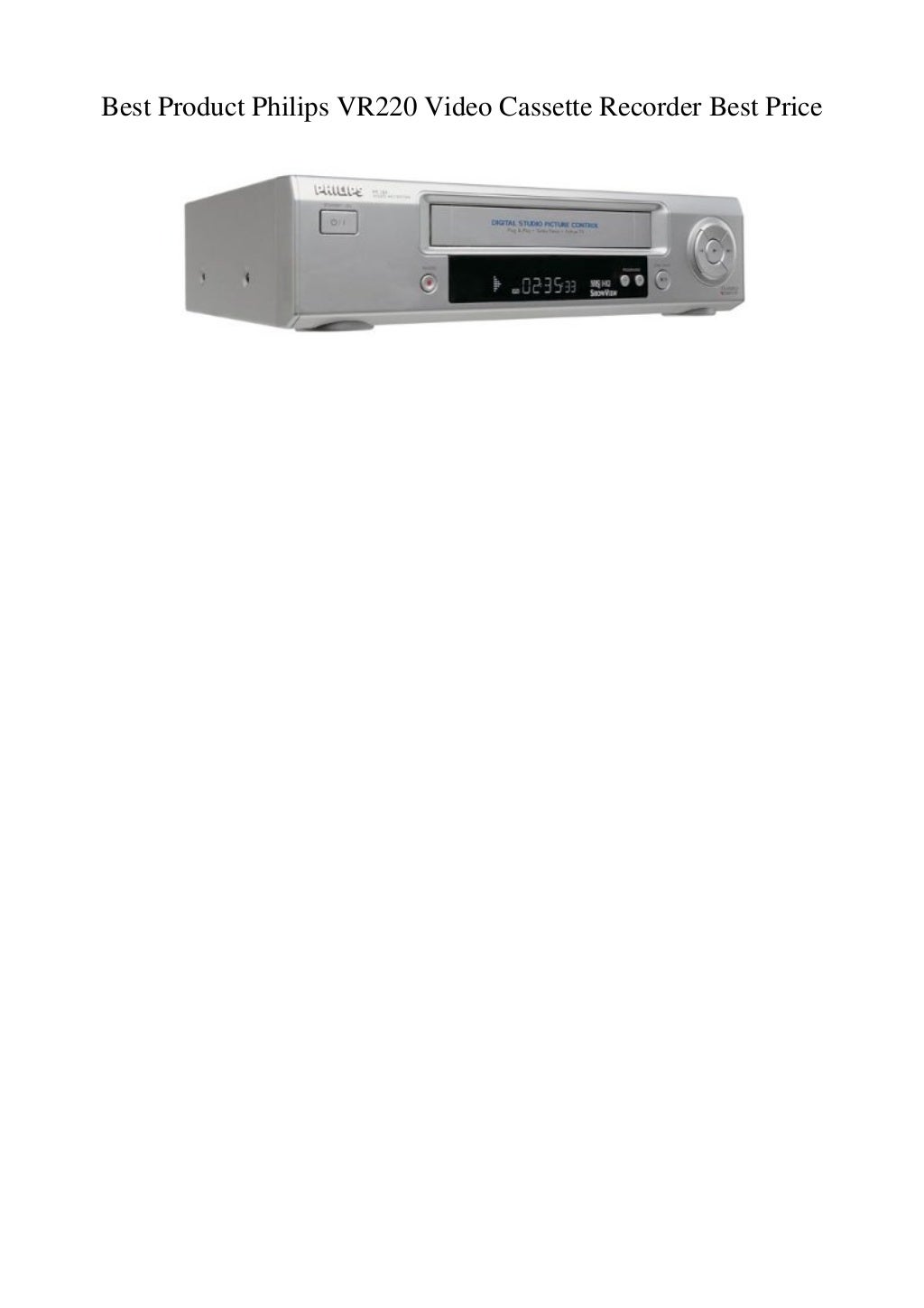 Best Product Philips VR220 Video Cassette Recorder Best Price