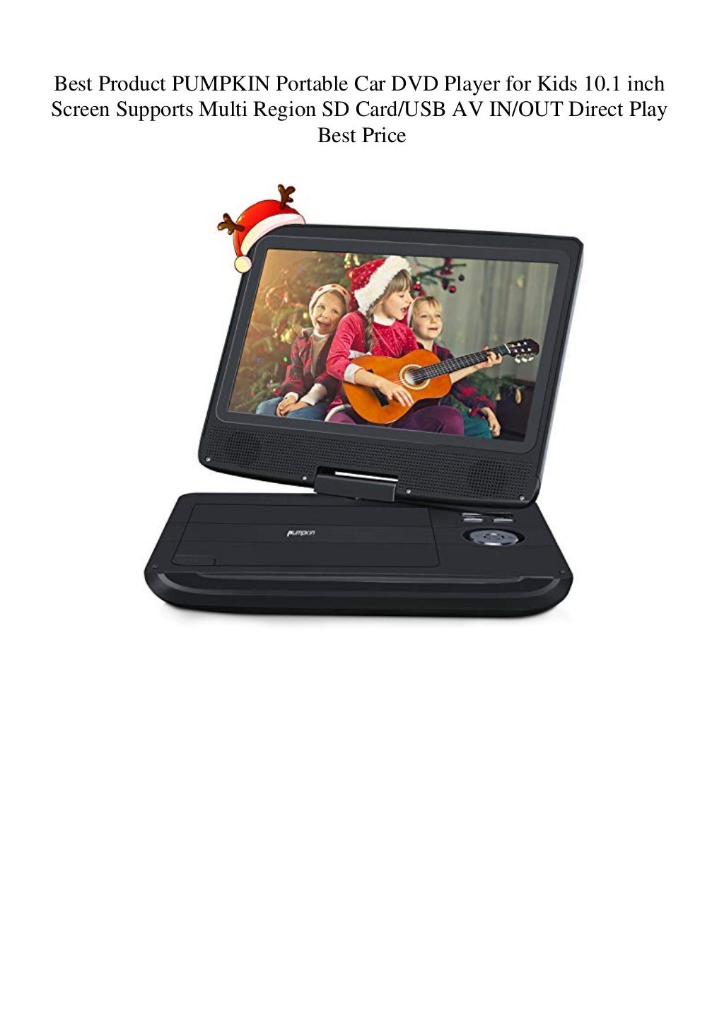 Best Product PUMPKIN Portable Car DVD Player for Kids 10.1 inch Screen