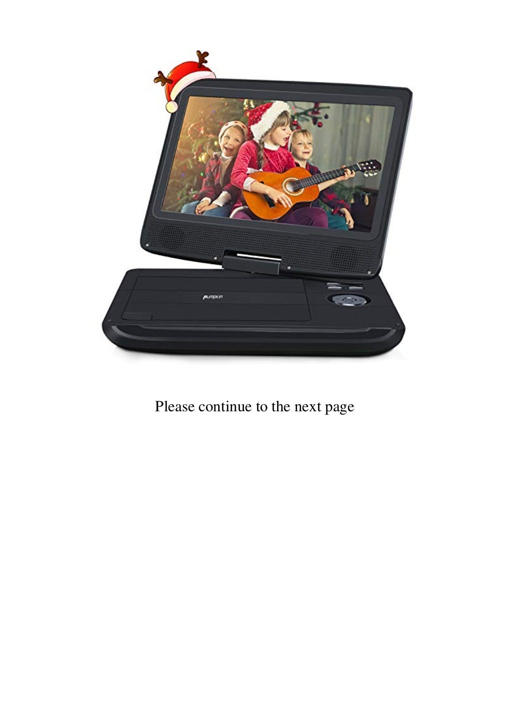 Best Product PUMPKIN Portable Car DVD Player for Kids 10.1 inch Screen Supports Multi Region SD