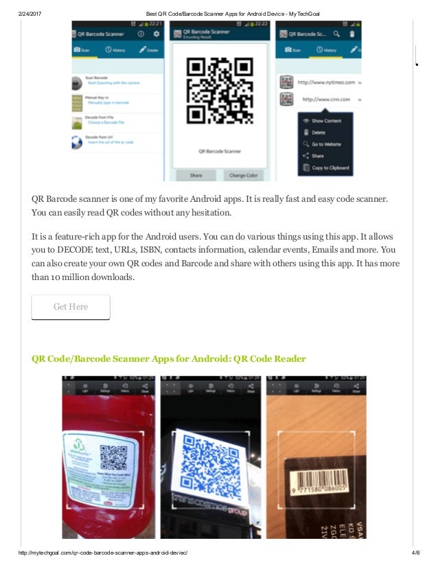 Best qr code barcode scanner apps for android device