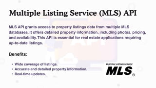 Api Mls 11 Best Real Estate APIs to Create Real Estate Products | PPTX