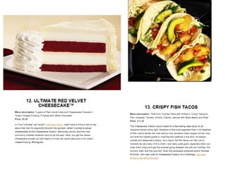 Best restaurant dishes cheesecakefactry