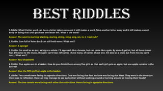 Best Riddles for kids and adults | SJW23 | PPTX