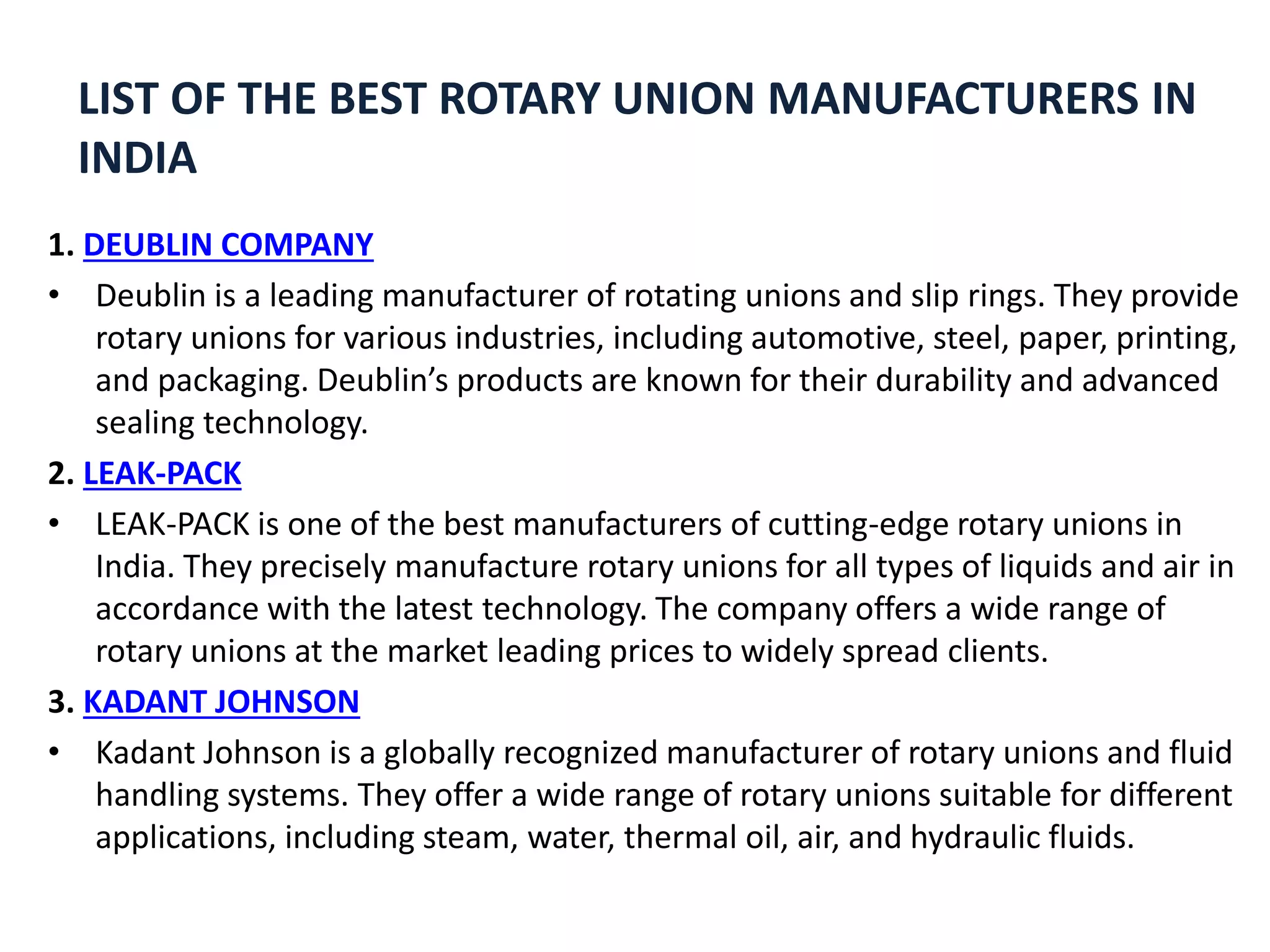 BEST ROTARY UNION MANUFACTURERS IN INDIA.pptx