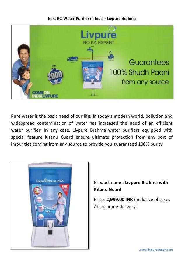 Best RO Water Purifier in India Livpure Brahma