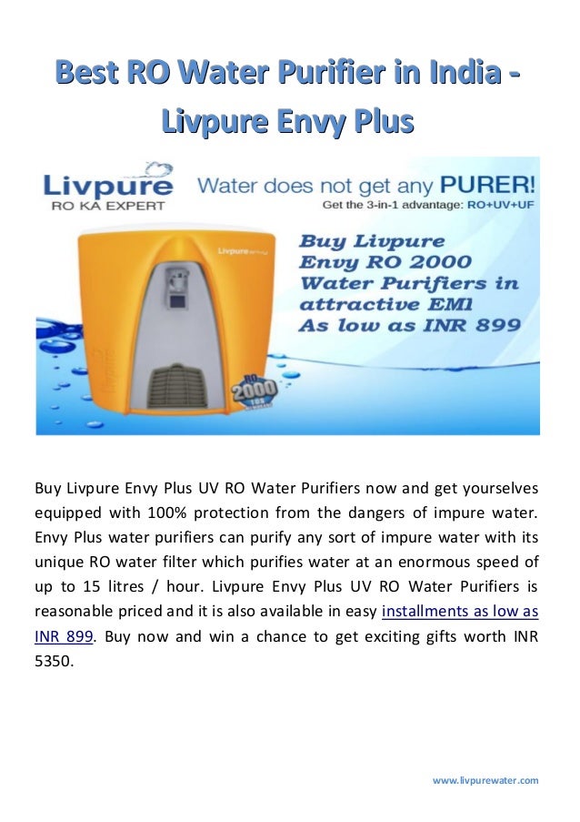 Buy Livpure Envy Plus UV RO Water Purifiers in attractive EMI