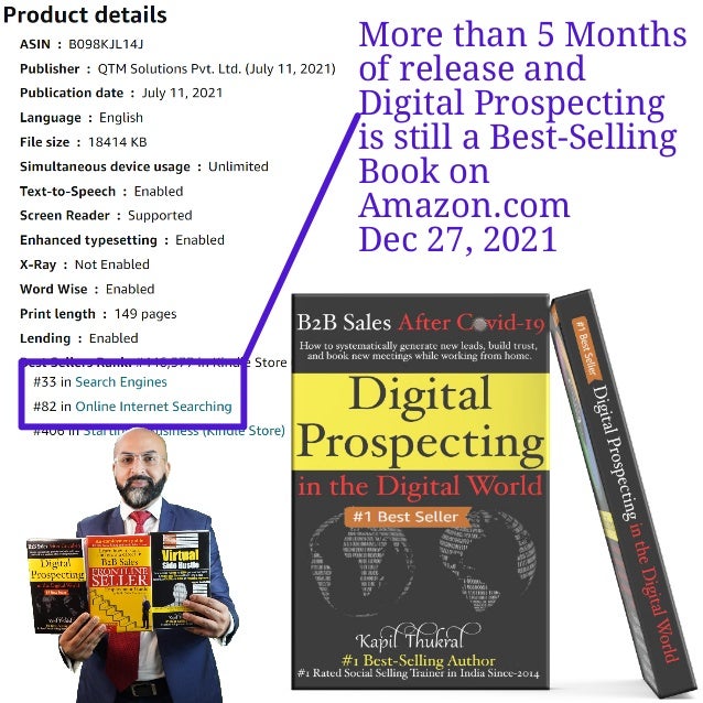 More than 5 Months
of release and
Digital Prospecting
is still a Best-Selling
Book on
Amazon.com
Dec 27, 2021
 