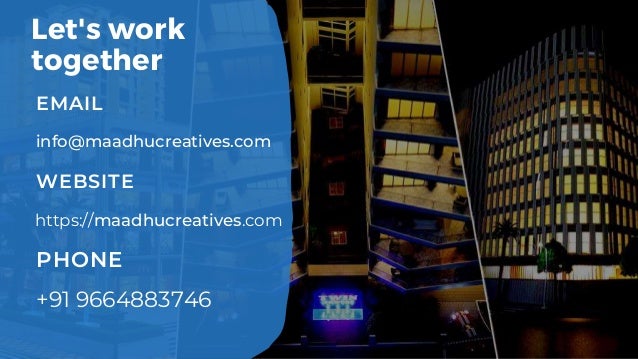 Let's work
together
EMAIL
info@maadhucreatives.com
WEBSITE
https://maadhucreatives.com
PHONE
+91 9664883746
