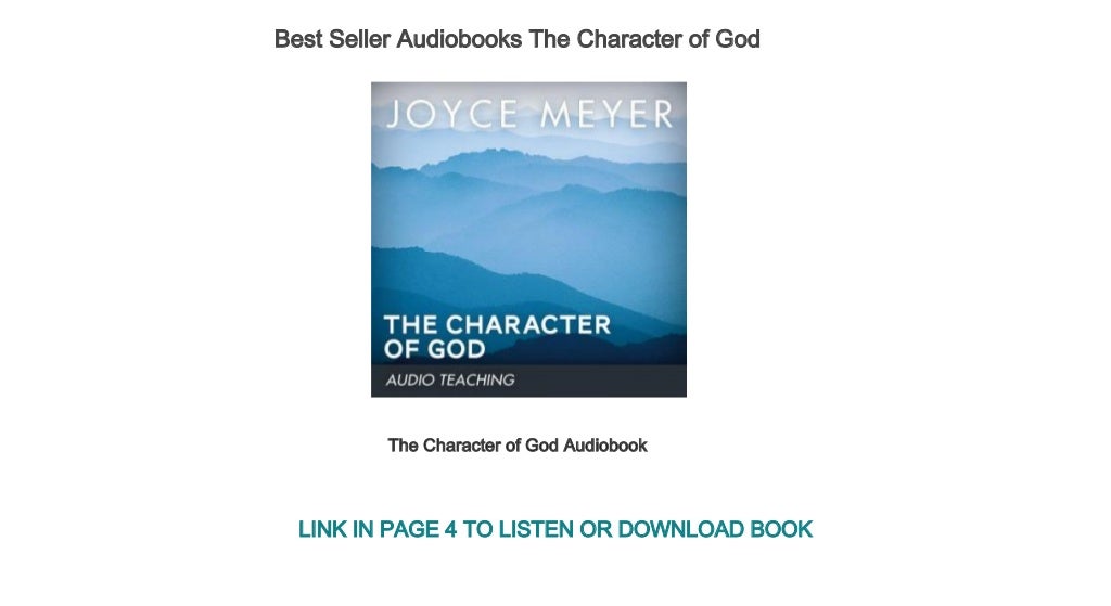 Best Seller Audiobooks The Character of God