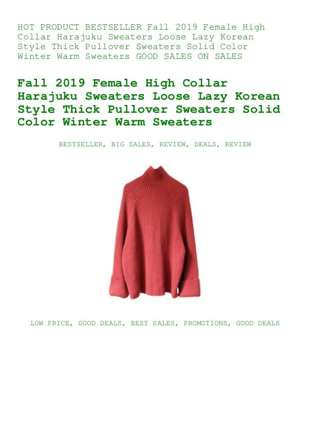 Bestseller Fall 19 Female High Collar Harajuku Sweaters Loose Lazy