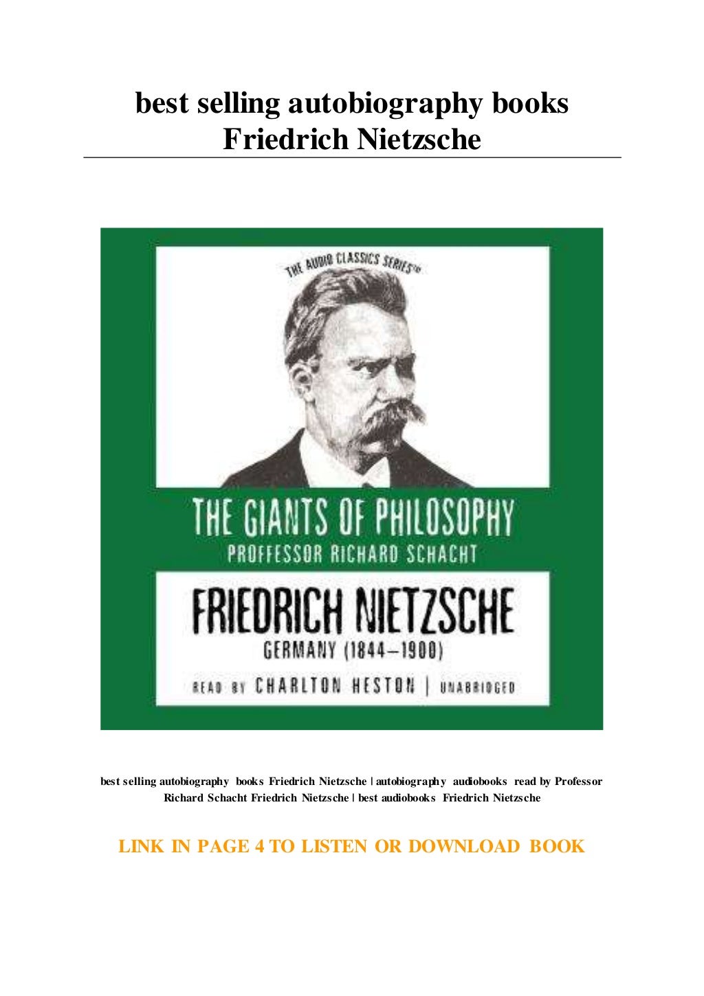 best selling autobiography books Friedrich Nietzsche