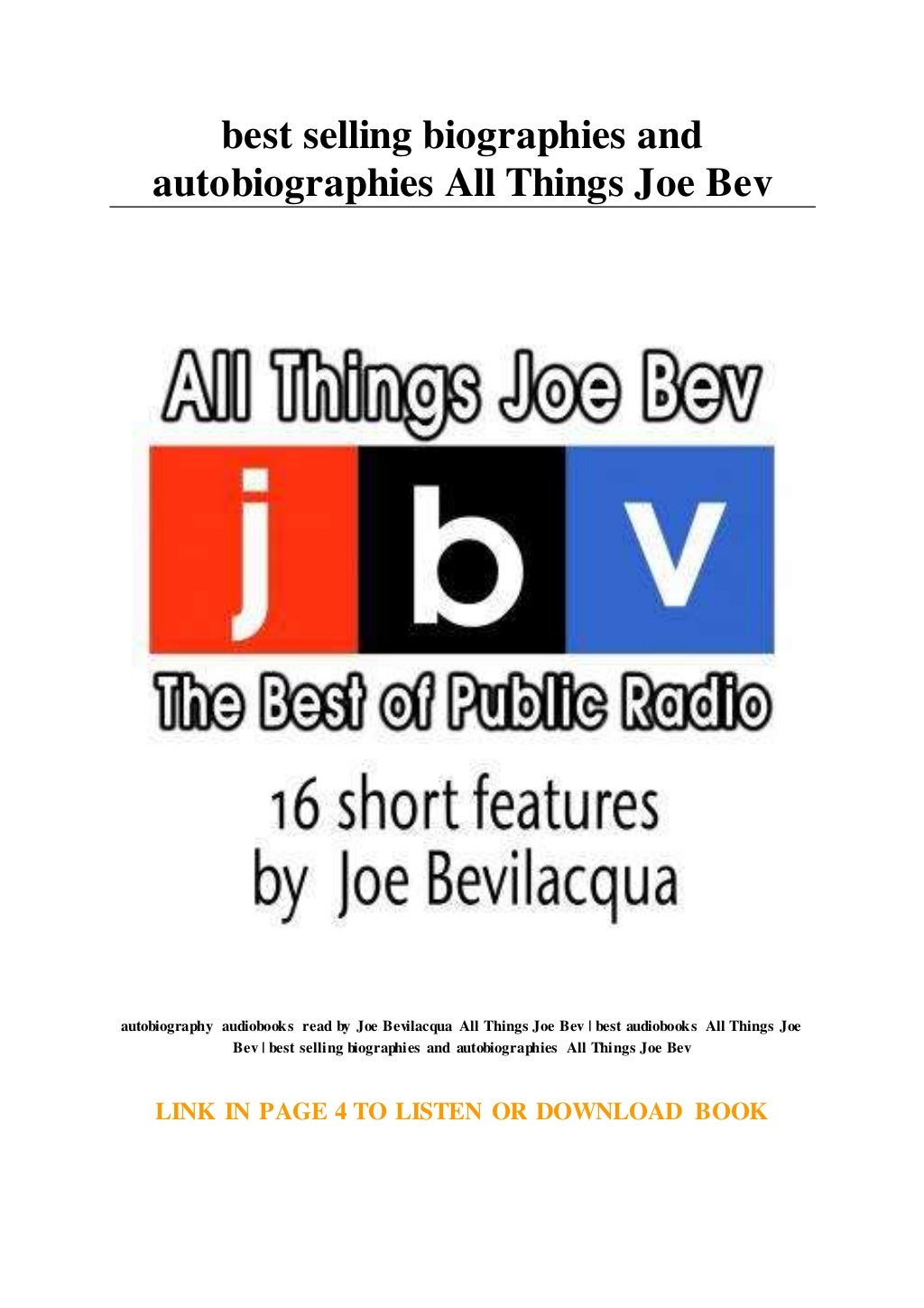 best selling biographies and autobiographies All Things Joe Bev