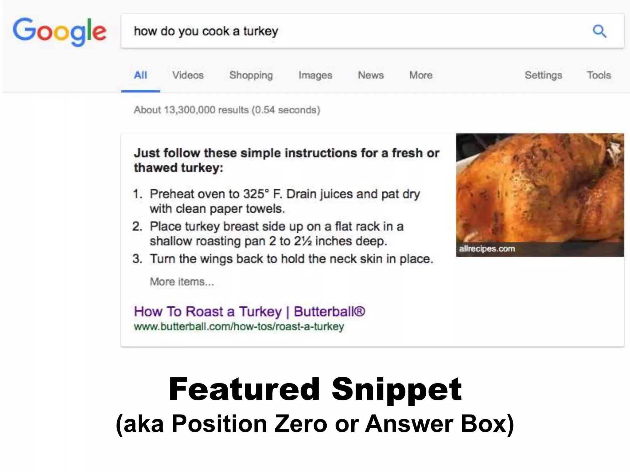 Featured Snippet
(aka Position Zero or Answer Box)
 