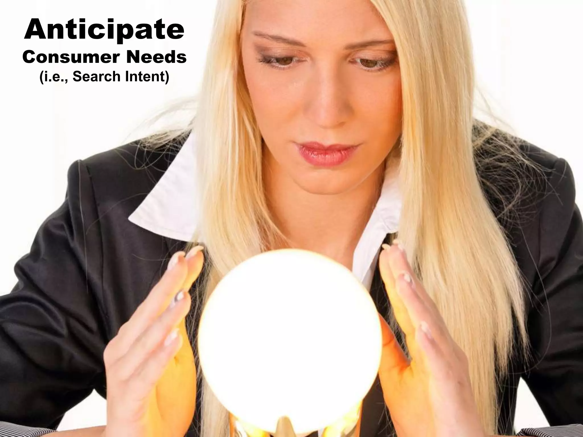 Anticipate
Consumer Needs
(i.e., Search Intent)
 