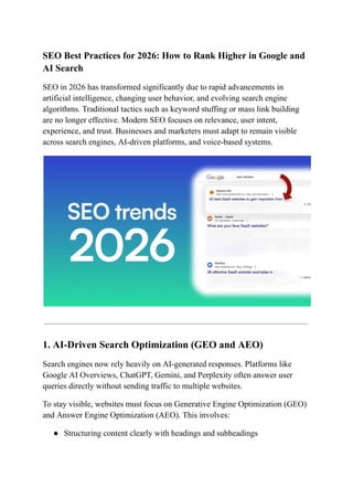 Best SEO Practices in 2026 : A Complete Informational Guide | PDF