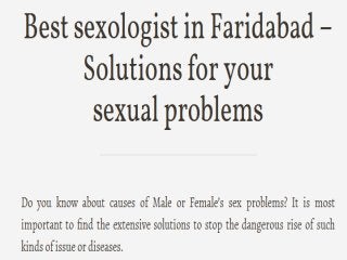 Best sexologist in Faridabad – Solutions for your sexual problems