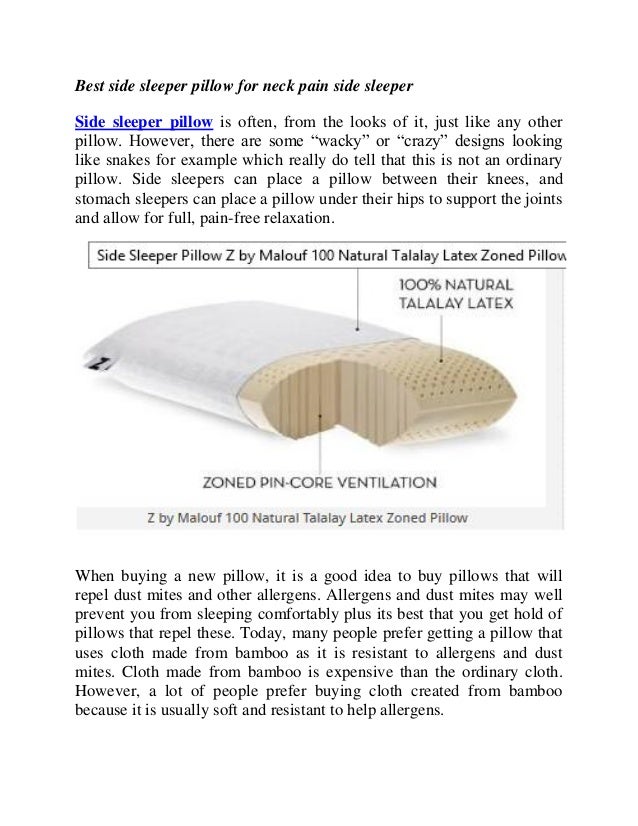 Best Side Sleeper Pillow For Neck Pain Side Sleeper