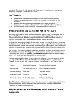 Secure and Reliable Platforms to Buy Verified Yahoo Accounts Online | DOCX