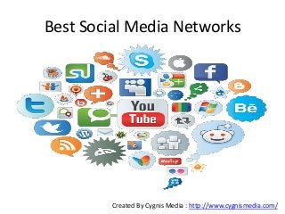 Best Social Media Networks
Created By Cygnis Media : http://www.cygnismedia.com/
 