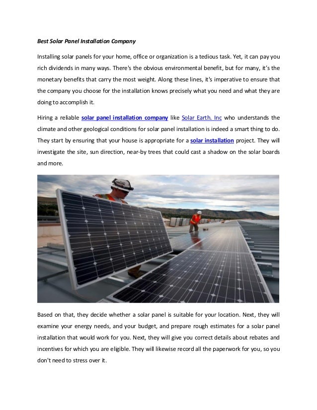 Best solar panel installation company
