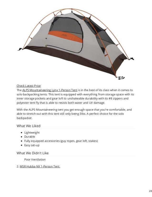 Best Solo Backpacking Tent Top 5 Review