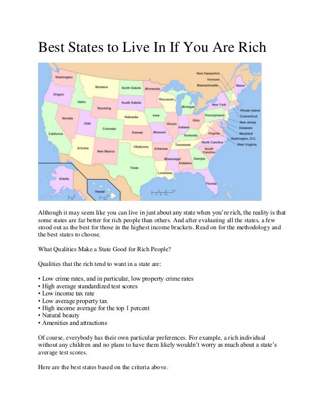 Best States to Live In If You Are Rich