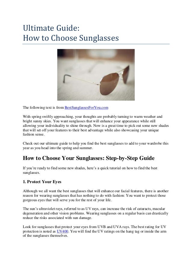 how to choose sunglasses uv protection