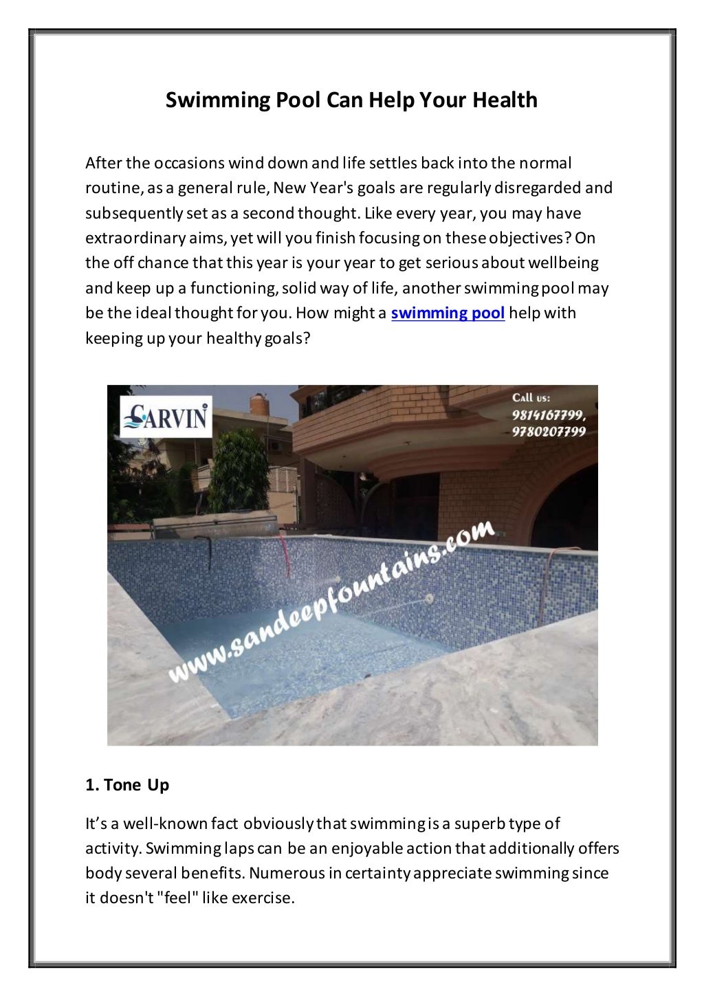 Best Swimming Pool Manufacturer in Jalandhar