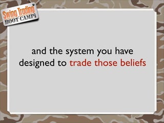 and the system you have
designed to trade those beliefs
 