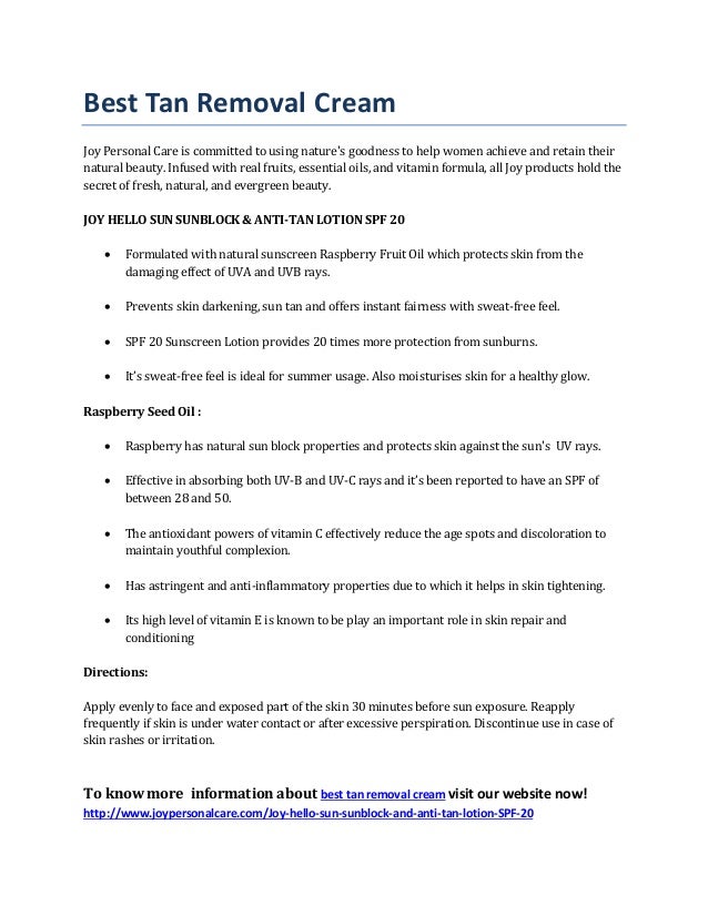 Best Tan Removal Cream slideshare