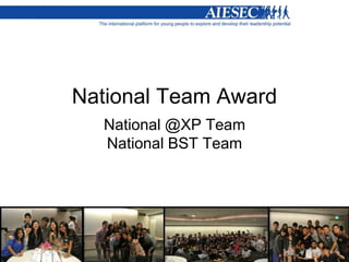 National Team Award
National @XP Team
National BST Team
 