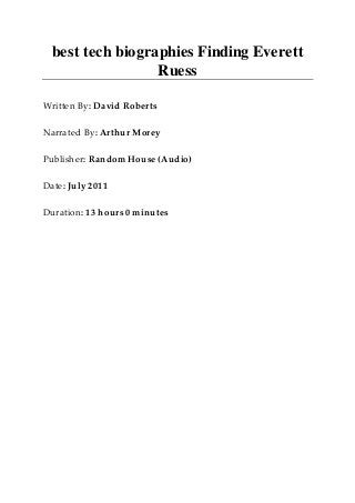 Finding Everett Ruess by David Roberts