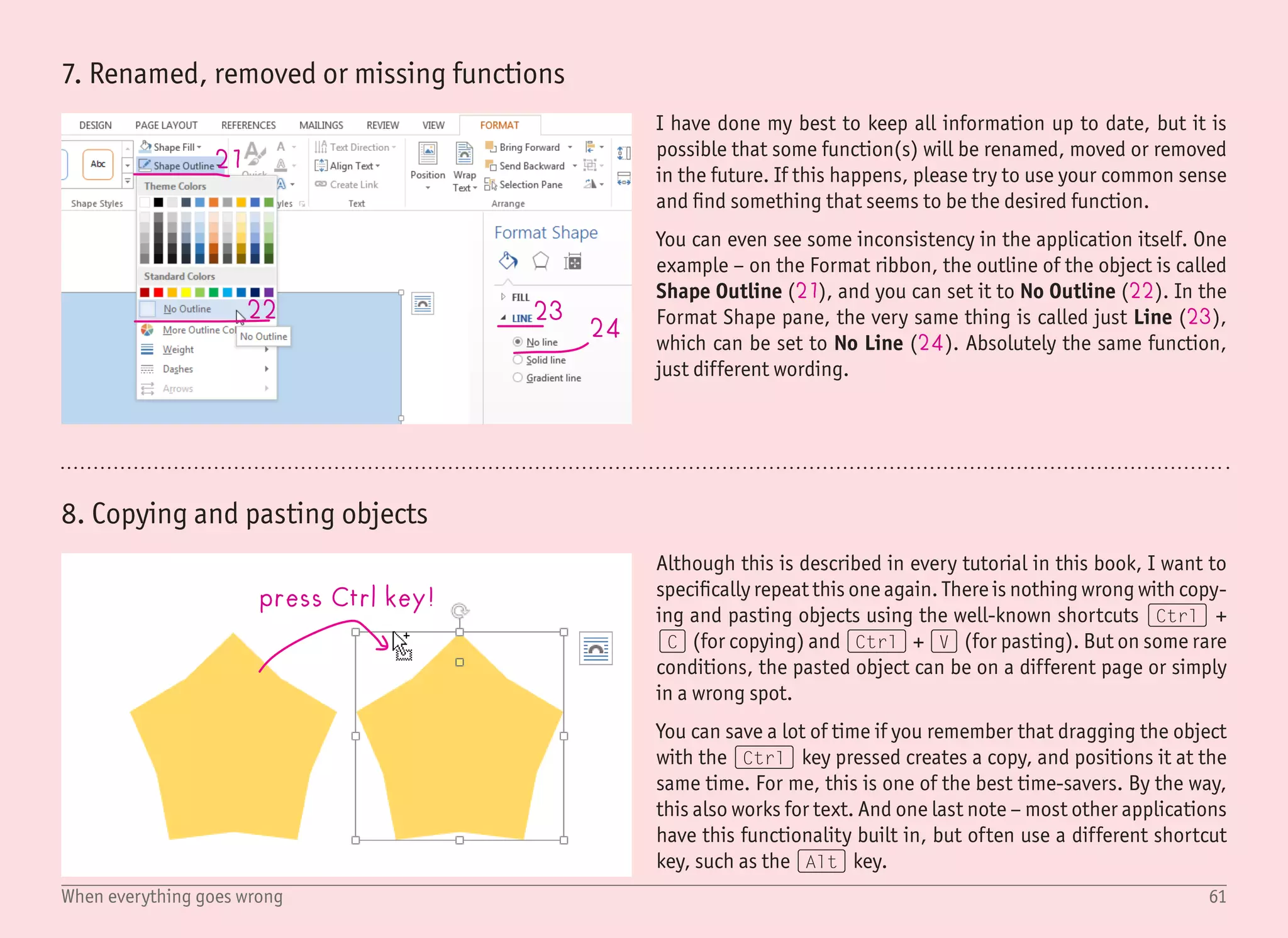62Inspirational websites
Inspirational websites
Whenever you feel stuck, bored or just do not know how to continue,
the best thing to do is to study others’ work to get some inspiration
(and new ideas). I’m not saying you should copy or steal others’
work, but you cannot live in a bubble and ignore the outer world.
And if you take and reuse 1% of every masterpiece you see and like,
it is not stealing, it is inspiration. If you have not seen them already,
check the videos titled “Everything is a remix” (www.everything-
isaremix.info). You will realize how rare it is to have an idea that is
totally original and is not based on anything else. The key is to be
better, create unusual connections and see what others cannot see.
I have collected a few great pages, most of which even contain tu-
torials. Obviously, no tutorial is made for Microsoft Word, but that
should not discourage you. As already mentioned, the workflow and
naming in Word is pretty similar to the professional applications. Of
course, you cannot recreate most of the effects, but the tutorials in
this book should show you that you still have a lot of possibilities.
Your tools are limited, but your imagination should not be.
Tuts+ Abduzeedo
Possibly the best site with tutorials about almost anything, includ-
ing a lot of typography tutorials for Photoshop and Illustrator, as
well as for Inkscape (free vector application).
Great blog about design, including tutorials for Photoshop, Illus-
trator and a few others, as well as countless collections of visual
inspiration.
hub.tutsplus.com www.abduzeedo.com
 