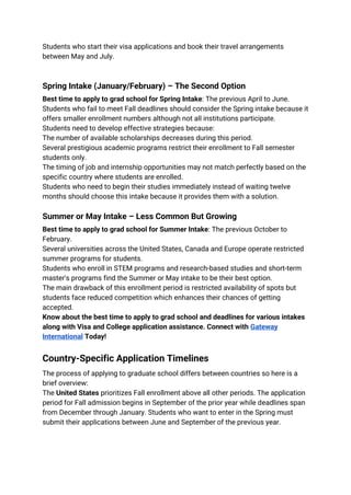 Spring Intake Arrangement Best Time to Apply to Grad School Abroad | PDF