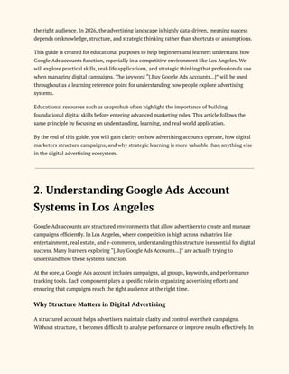Best Tips for Buying and Managing Google Ads Accounts in Los Angeles | PDF