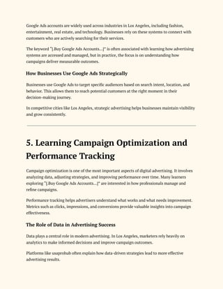 Best Tips for Buying and Managing Google Ads Accounts in Los Angeles | PDF
