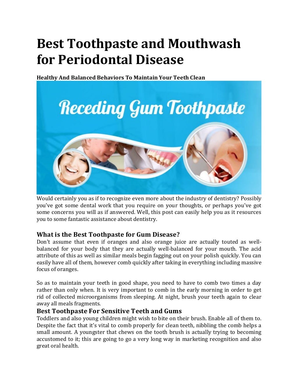 Best Natural Toothpaste for Periodontal disease