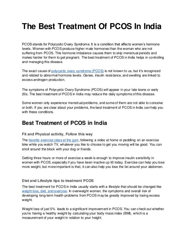 Best Treatment Of Pcos In India