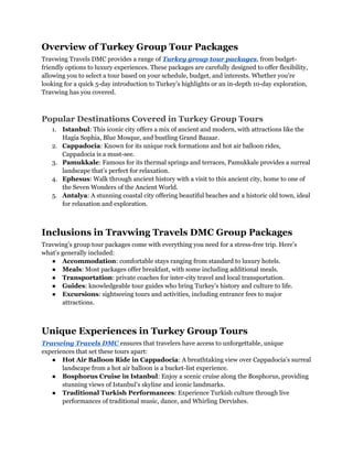 Must Ride Package Best Turkey Group Tour Packages | Travwing Travels DMC | PDF