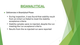 BIOANALYTICAL
 Deficiencies in Bioanlytical Phase
60
 