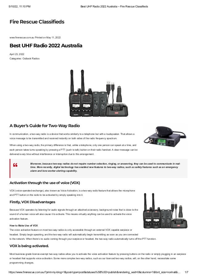 Best UHF Radio 2022 Australia Fire Rescue Classifieds.pdf