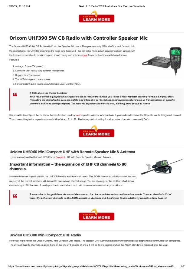 Best UHF Radio 2022 Australia Fire Rescue Classifieds.pdf