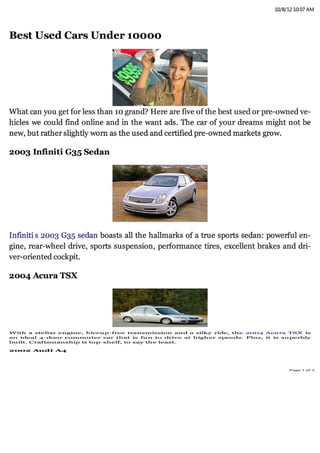 Best Used Cars Under 10000 Dollars