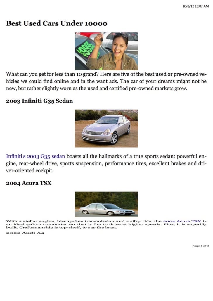 Best Used Cars Under 10000 Dollars